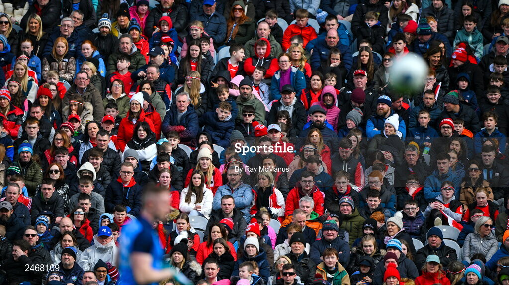 26 March 2023; Supporters, in the Cusack Stand, during the Allianz Football League Division 2 match between Dublin and Louth at Croke Park in Dublin. Photo by Ray McManus/Sportsfile