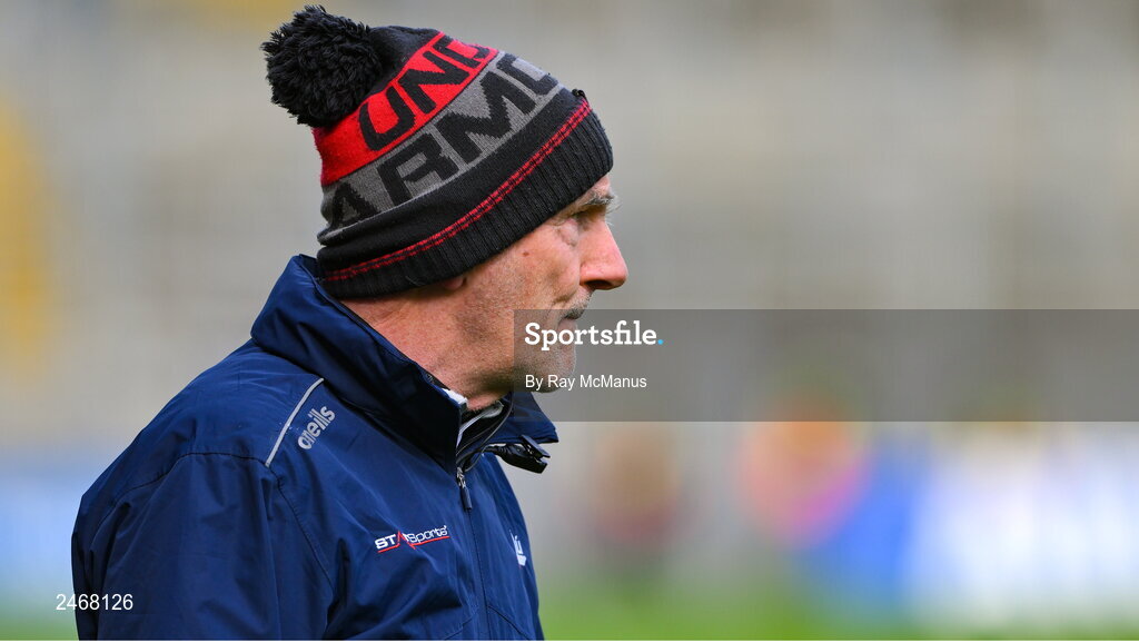 26 March 2023; Louth manager Mickey Harte during the Allianz Football League Division 2 match between Dublin and Louth at Croke Park in Dublin. Photo by Ray McManus/Sportsfile