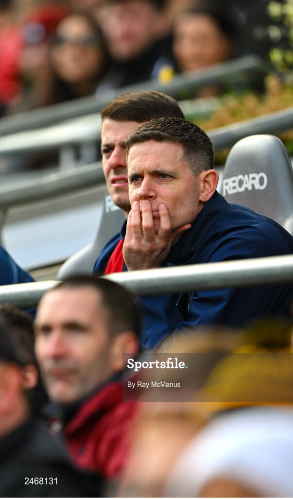 26 March 2023; Dublin substitute Stephen Cluxton, right, watches the second half of Allianz Football League Division 2 match between Dublin and Louth at Croke Park in Dublin. Photo by Ray McManus/Sportsfile