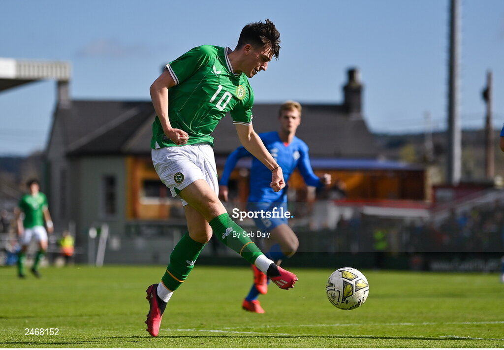 26 March 2023; Andrew Moran of Republic of Ireland during the Under-21 international friendly match between Republic of Ireland and Iceland at Turners Cross in Cork. Photo by Seb Daly/Sportsfile