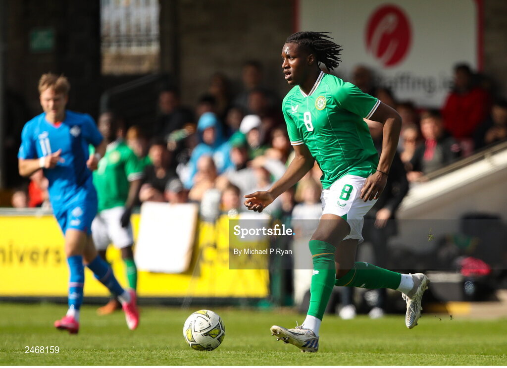 26 March 2023; Bosun Lawal of Republic of Ireland during the Under-21 international friendly match between Republic of Ireland and Iceland at Turner's Cross in Cork. Photo by Michael P Ryan/Sportsfile