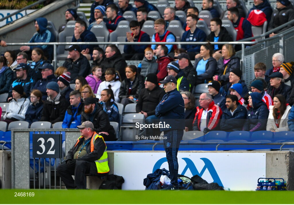 26 March 2023; Dublin manager Dessie Farrell during the Allianz Football League Division 2 match between Dublin and Louth at Croke Park in Dublin. Photo by Ray McManus/Sportsfile