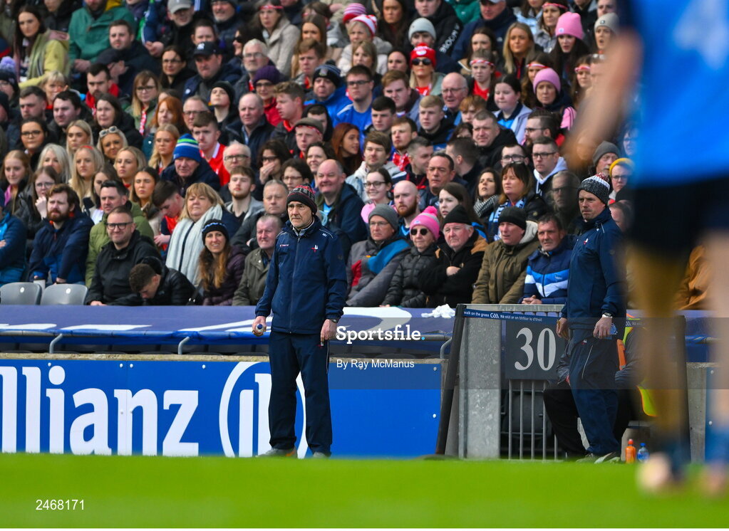 26 March 2023; Louth manager Mickey Harte during the Allianz Football League Division 2 match between Dublin and Louth at Croke Park in Dublin. Photo by Ray McManus/Sportsfile
