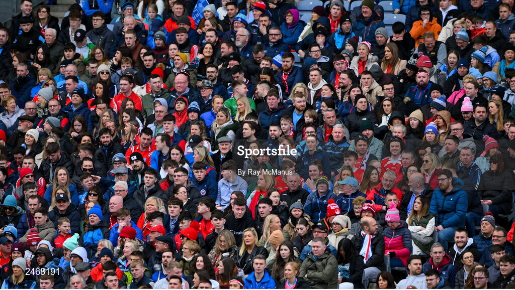26 March 2023; A section of the 19,484 supporters who attended the Allianz Football League Division 2 match between Dublin and Louth at Croke Park in Dublin. Photo by Ray McManus/Sportsfile