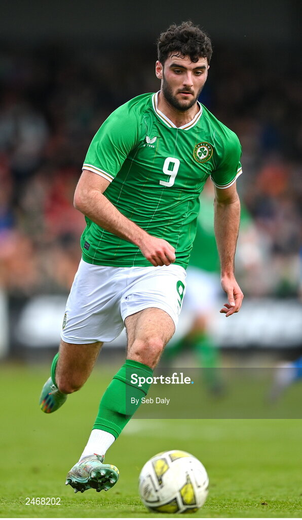 26 March 2023; Tom Cannon of Republic of Ireland during the Under-21 international friendly match between Republic of Ireland and Iceland at Turners Cross in Cork. Photo by Seb Daly/Sportsfile