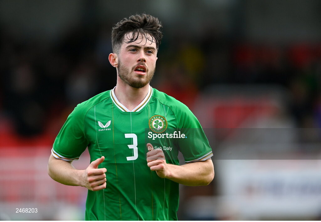 26 March 2023; Sean Roughan of Republic of Ireland during the Under-21 international friendly match between Republic of Ireland and Iceland at Turners Cross in Cork. Photo by Seb Daly/Sportsfile