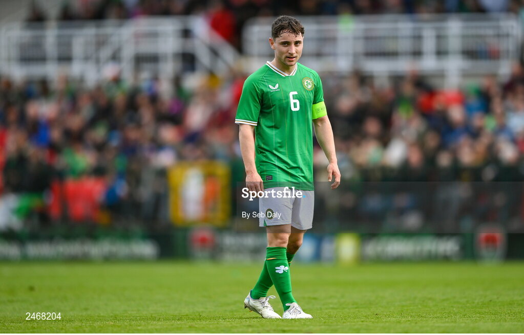 26 March 2023; Joe Hodge of Republic of Ireland during the Under-21 international friendly match between Republic of Ireland and Iceland at Turners Cross in Cork. Photo by Seb Daly/Sportsfile