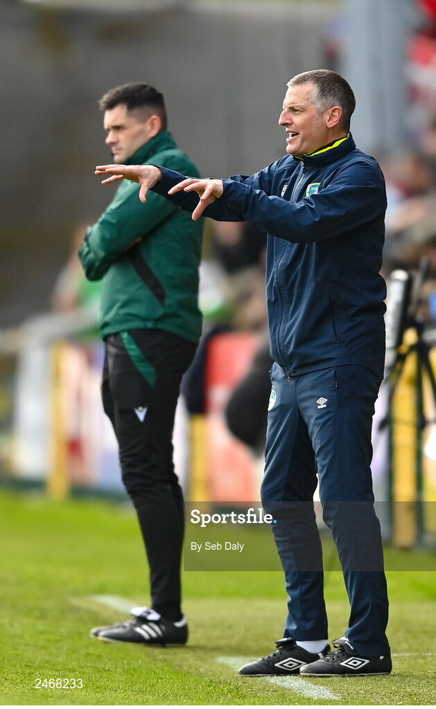 26 March 2023; Republic of Ireland manager Jim Crawford during the Under-21 international friendly match between Republic of Ireland and Iceland at Turners Cross in Cork. Photo by Seb Daly/Sportsfile
