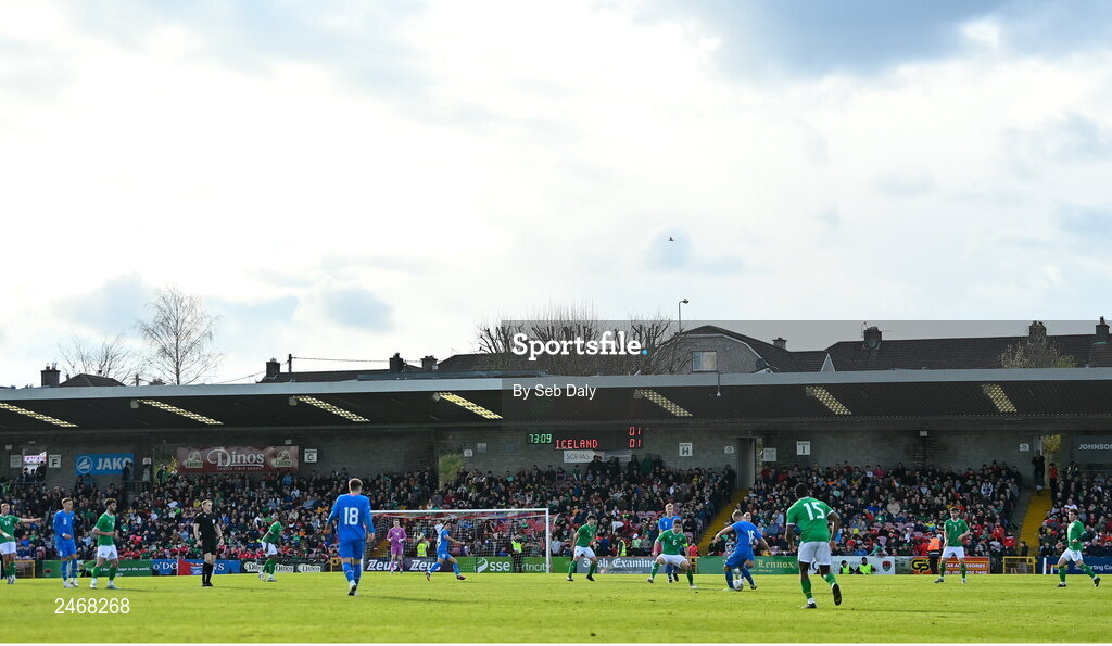 26 March 2023; A general view of action and spectators during the Under-21 international friendly match between Republic of Ireland and Iceland at Turners Cross in Cork. Photo by Seb Daly/Sportsfile