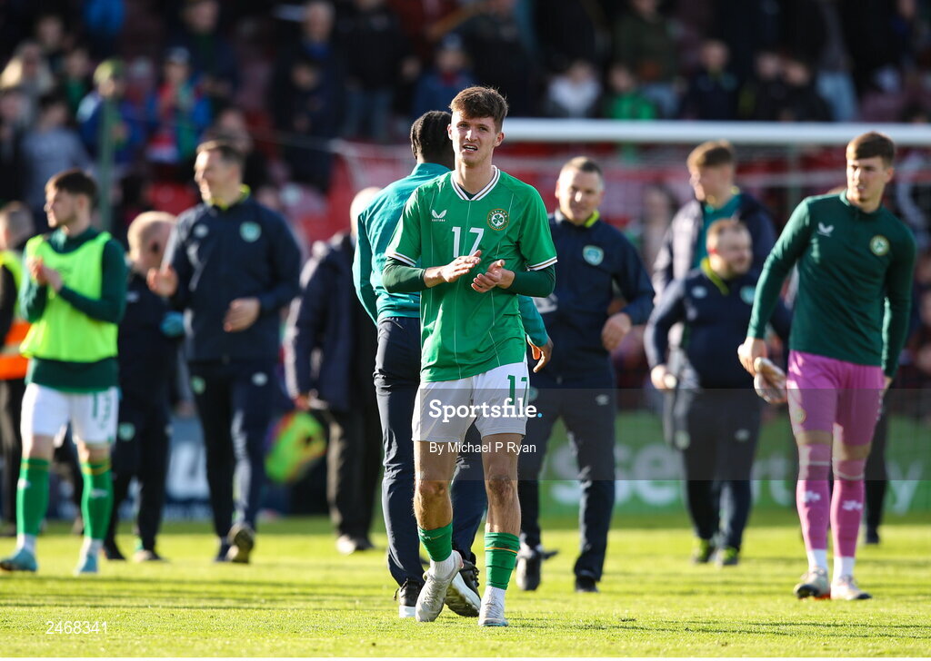 26 March 2023; Johnny Kenny of Republic of Ireland after the Under-21 international friendly match between Republic of Ireland and Iceland at Turner's Cross in Cork. Photo by Michael P Ryan/Sportsfile
