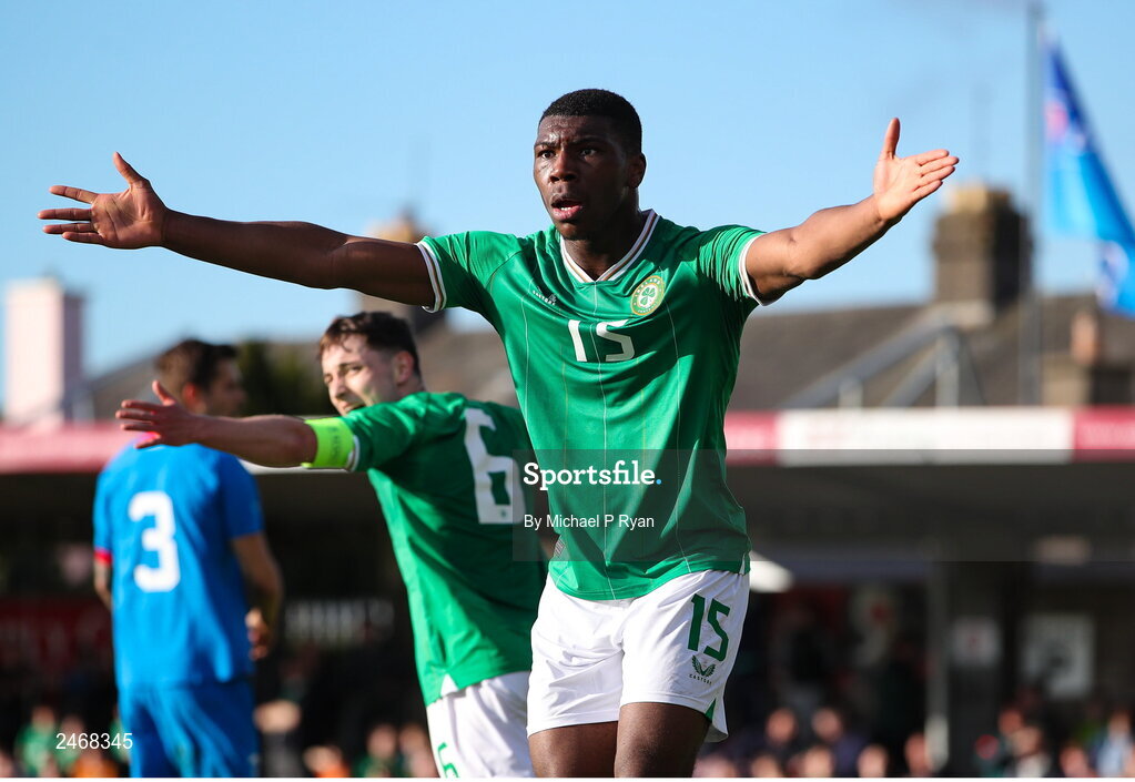 26 March 2023; Sinclair Armstrong of Republic of Ireland during the Under-21 international friendly match between Republic of Ireland and Iceland at Turner's Cross in Cork. Photo by Michael P Ryan/Sportsfile
