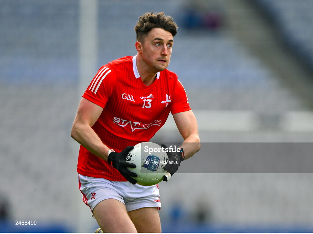 26 March 2023; Dáire McConnon of Louth during the Allianz Football League Division 2 match between Dublin and Louth at Croke Park in Dublin. Photo by Ray McManus/Sportsfile