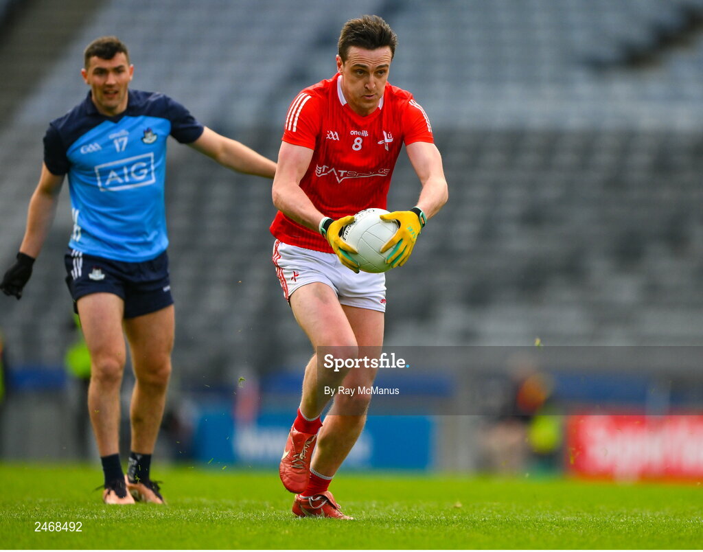 26 March 2023; Tommy Durin of Louth during the Allianz Football League Division 2 match between Dublin and Louth at Croke Park in Dublin. Photo by Ray McManus/Sportsfile