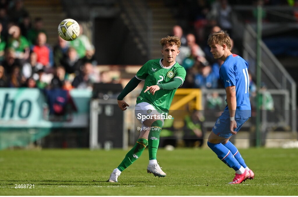 26 March 2023; Sam Curtis of Republic of Ireland during the Under-21 international friendly match between Republic of Ireland and Iceland at Turners Cross in Cork. Photo by Seb Daly/Sportsfile