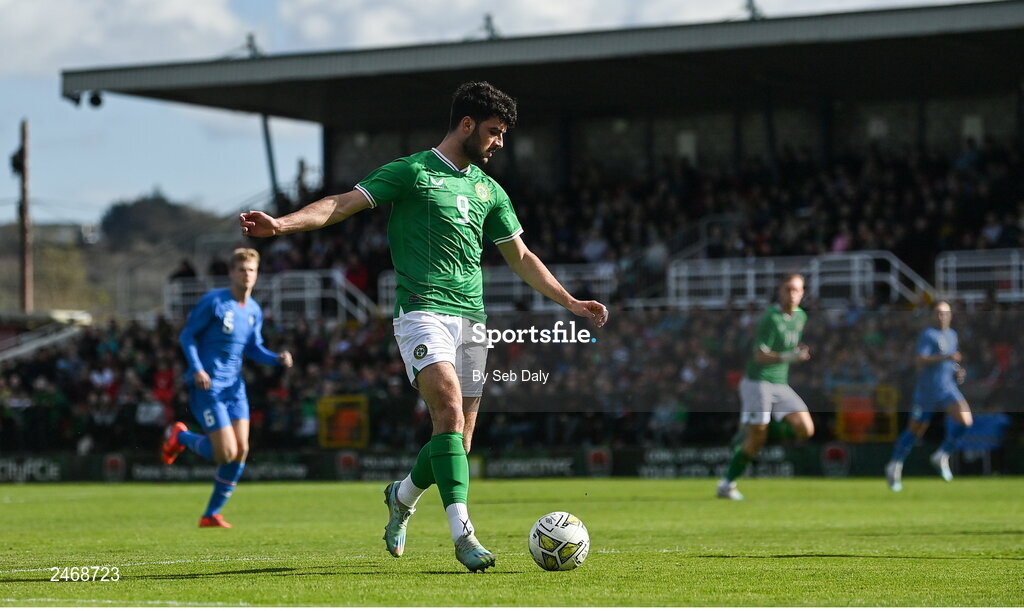 26 March 2023; Tom Cannon of Republic of Ireland during the Under-21 international friendly match between Republic of Ireland and Iceland at Turners Cross in Cork. Photo by Seb Daly/Sportsfile