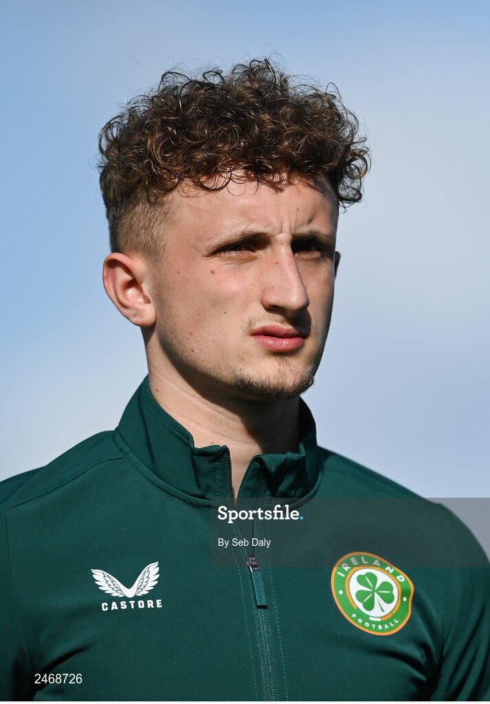 26 March 2023; Sam Curtis of Republic of Ireland before the Under-21 international friendly match between Republic of Ireland and Iceland at Turners Cross in Cork. Photo by Seb Daly/Sportsfile