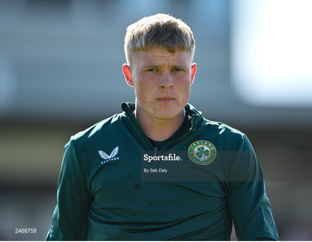 26 March 2023; Jay McGrath of Republic of Ireland before the Under-21 international friendly match between Republic of Ireland and Iceland at Turners Cross in Cork. Photo by Seb Daly/Sportsfile