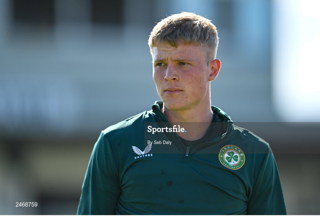 26 March 2023; Jay McGrath of Republic of Ireland before the Under-21 international friendly match between Republic of Ireland and Iceland at Turners Cross in Cork. Photo by Seb Daly/Sportsfile