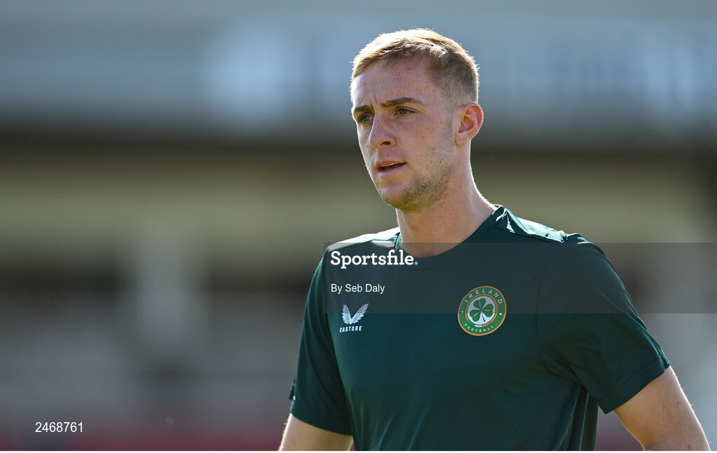 26 March 2023; Killian Phillips of Republic of Ireland before the Under-21 international friendly match between Republic of Ireland and Iceland at Turners Cross in Cork. Photo by Seb Daly/Sportsfile
