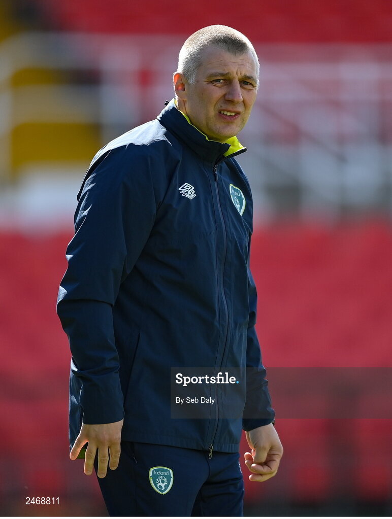 26 March 2023; Republic of Ireland assistant coach Trevor Croly before the Under-21 international friendly match between Republic of Ireland and Iceland at Turners Cross in Cork. Photo by Seb Daly/Sportsfile
