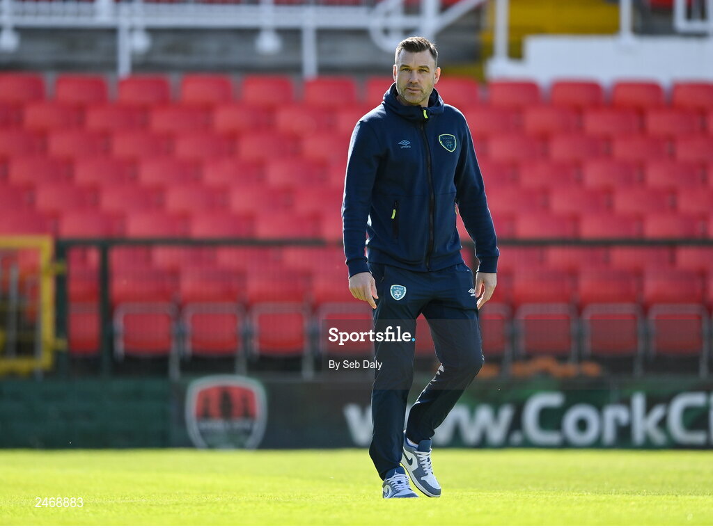 26 March 2023; FAI National Coach Educator Richard Fitzgibbon before the Under-21 international friendly match between Republic of Ireland and Iceland at Turners Cross in Cork. Photo by Seb Daly/Sportsfile