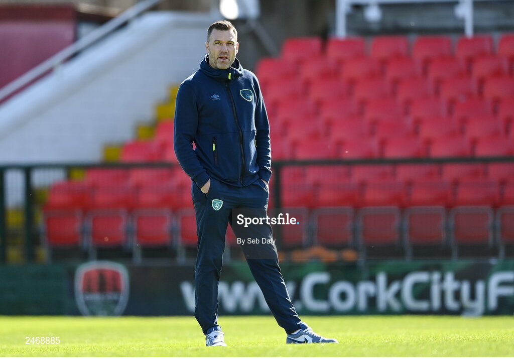 26 March 2023; FAI National Coach Educator Richard Fitzgibbon before the Under-21 international friendly match between Republic of Ireland and Iceland at Turners Cross in Cork. Photo by Seb Daly/Sportsfile