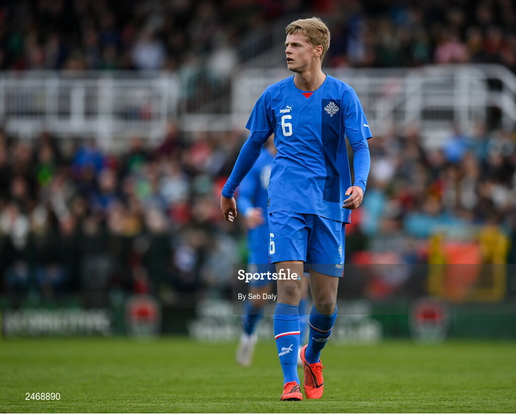 26 March 2023; Anton Logi Luoviksson of Iceland during the Under-21 international friendly match between Republic of Ireland and Iceland at Turners Cross in Cork. Photo by Seb Daly/Sportsfile