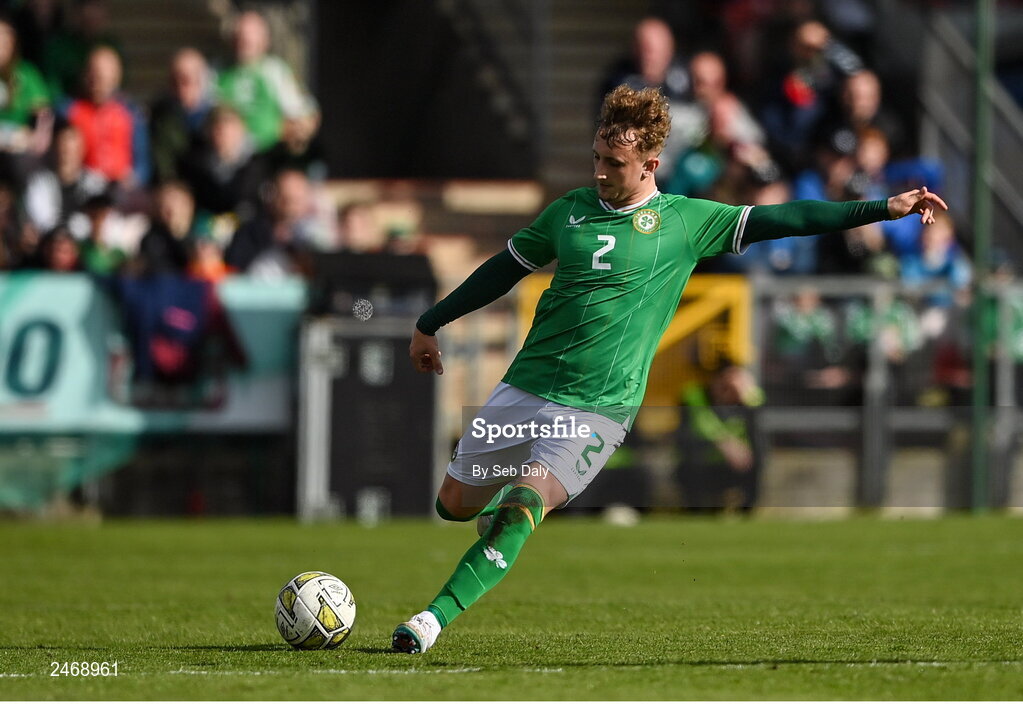 26 March 2023; Sam Curtis of Republic of Ireland during the Under-21 international friendly match between Republic of Ireland and Iceland at Turners Cross in Cork. Photo by Seb Daly/Sportsfile
