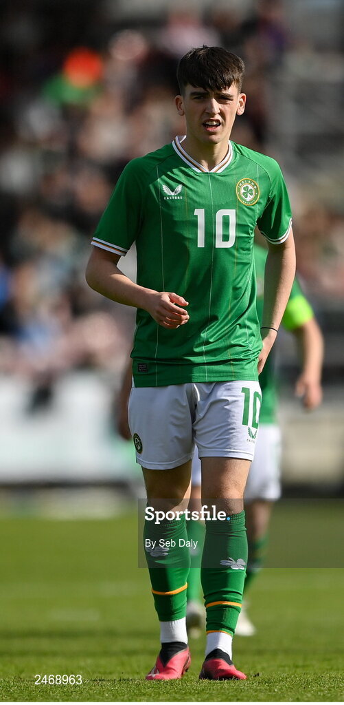 26 March 2023; Andrew Moran of Republic of Ireland during the Under-21 international friendly match between Republic of Ireland and Iceland at Turners Cross in Cork. Photo by Seb Daly/Sportsfile