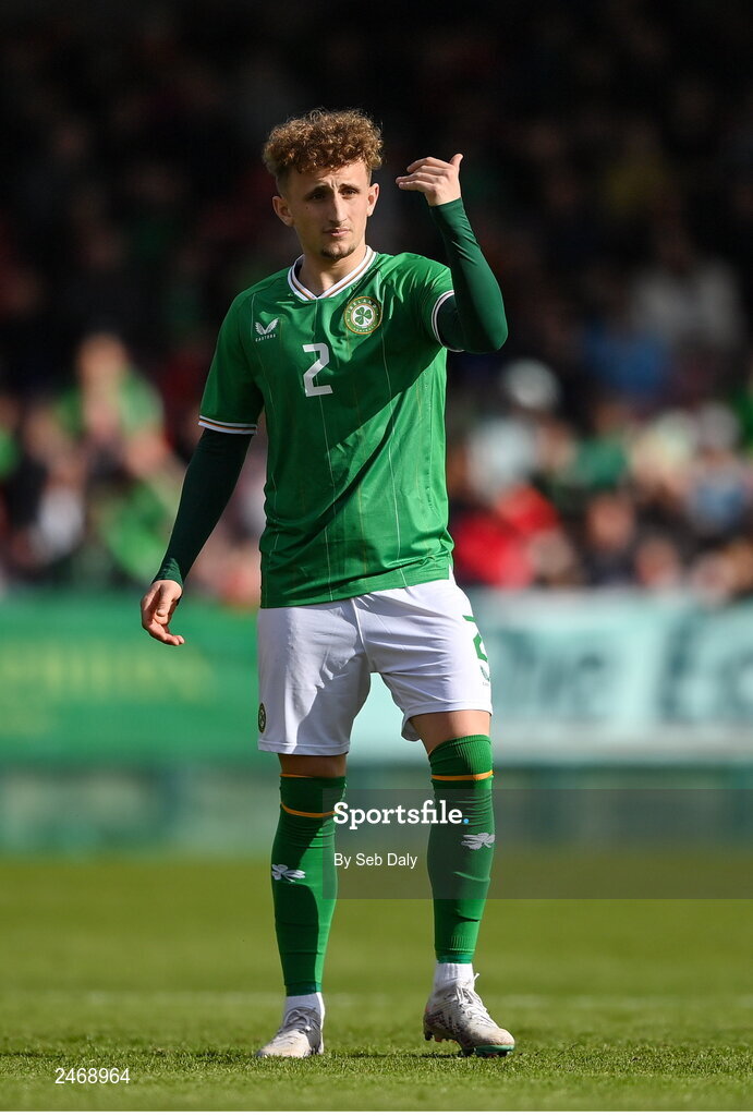 26 March 2023; Sam Curtis of Republic of Ireland during the Under-21 international friendly match between Republic of Ireland and Iceland at Turners Cross in Cork. Photo by Seb Daly/Sportsfile