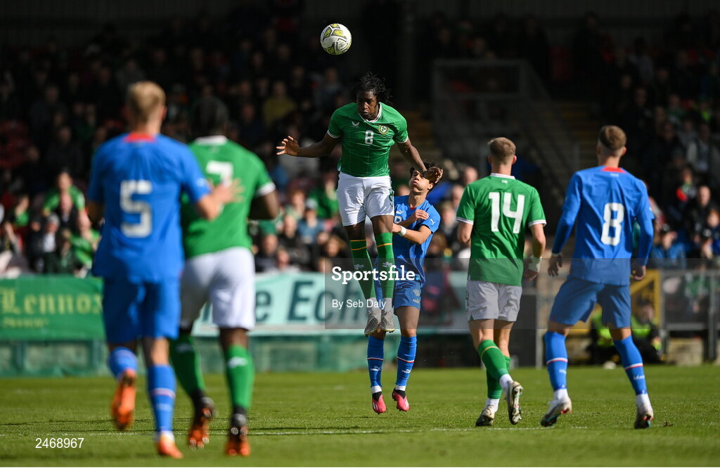 26 March 2023; Bosun Lawal of Republic of Ireland during the Under-21 international friendly match between Republic of Ireland and Iceland at Turners Cross in Cork. Photo by Seb Daly/Sportsfile