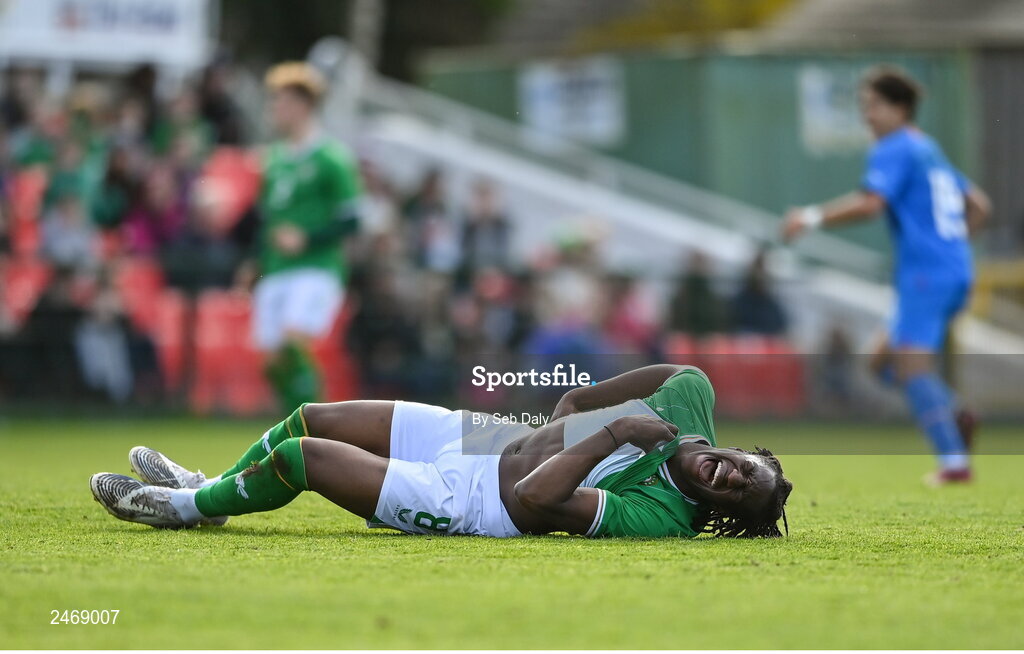 26 March 2023; Bosun Lawal of Republic of Ireland during the Under-21 international friendly match between Republic of Ireland and Iceland at Turners Cross in Cork. Photo by Seb Daly/Sportsfile