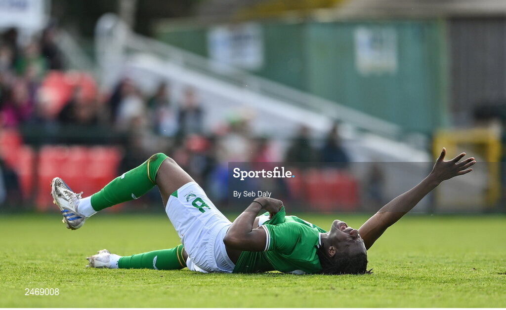 26 March 2023; Bosun Lawal of Republic of Ireland during the Under-21 international friendly match between Republic of Ireland and Iceland at Turners Cross in Cork. Photo by Seb Daly/Sportsfile