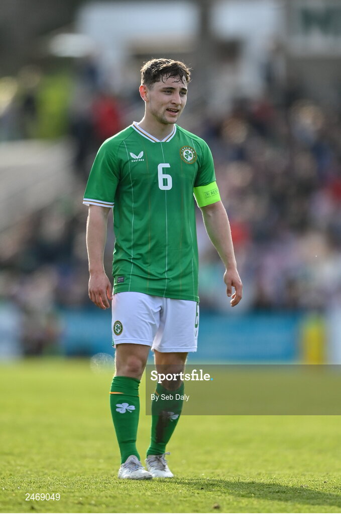 26 March 2023; Joe Hodge of Republic of Ireland during the Under-21 international friendly match between Republic of Ireland and Iceland at Turners Cross in Cork. Photo by Seb Daly/Sportsfile