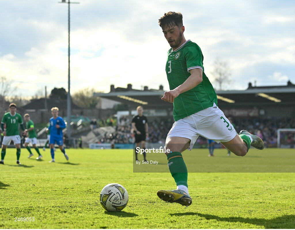 26 March 2023; Sean Roughan of Republic of Ireland during the Under-21 international friendly match between Republic of Ireland and Iceland at Turners Cross in Cork. Photo by Seb Daly/Sportsfile