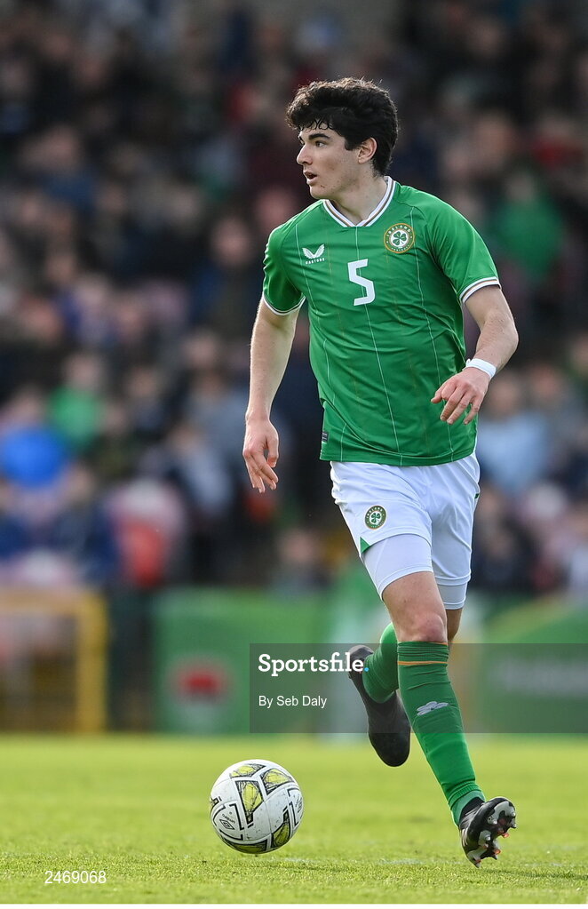 26 March 2023; Anselmo Garcia MacNulty of Republic of Ireland during the Under-21 international friendly match between Republic of Ireland and Iceland at Turners Cross in Cork. Photo by Seb Daly/Sportsfile
