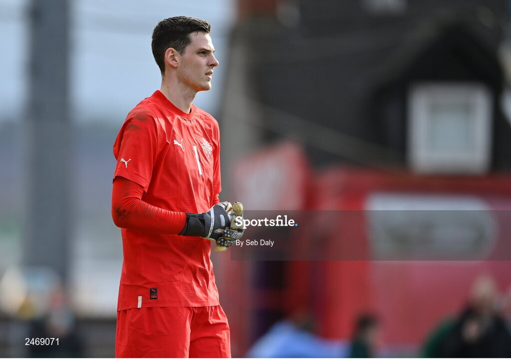 26 March 2023; Olafur Kristofer Helgason of Iceland during the Under-21 international friendly match between Republic of Ireland and Iceland at Turners Cross in Cork. Photo by Seb Daly/Sportsfile