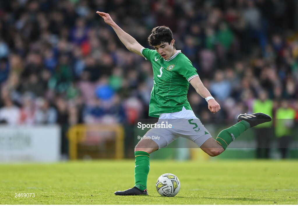 26 March 2023; Anselmo Garcia MacNulty of Republic of Ireland during the Under-21 international friendly match between Republic of Ireland and Iceland at Turners Cross in Cork. Photo by Seb Daly/Sportsfile