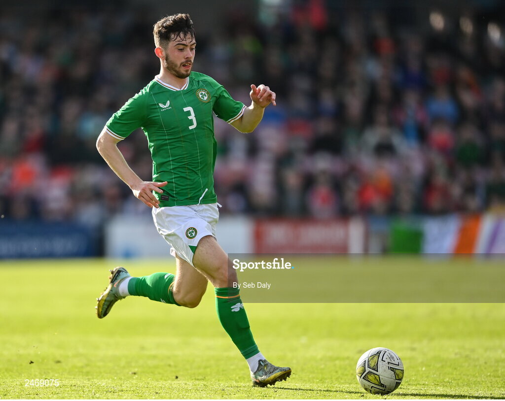 26 March 2023; Sean Roughan of Republic of Ireland during the Under-21 international friendly match between Republic of Ireland and Iceland at Turners Cross in Cork. Photo by Seb Daly/Sportsfile