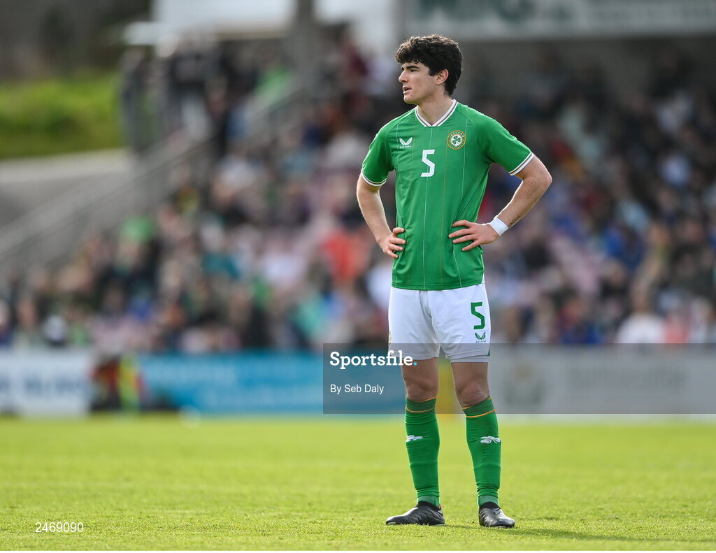 26 March 2023; Anselmo Garcia MacNulty of Republic of Ireland during the Under-21 international friendly match between Republic of Ireland and Iceland at Turners Cross in Cork. Photo by Seb Daly/Sportsfile
