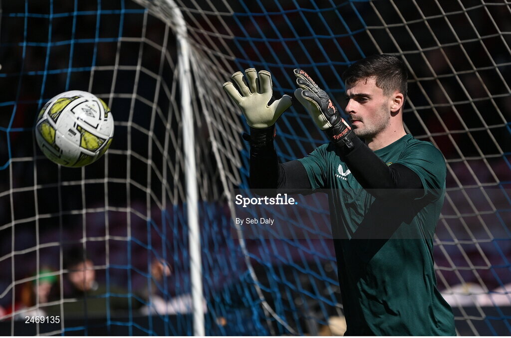 26 March 2023; Republic of Ireland goalkeeper Jimmy Corcoran before the Under-21 international friendly match between Republic of Ireland and Iceland at Turners Cross in Cork. Photo by Seb Daly/Sportsfile