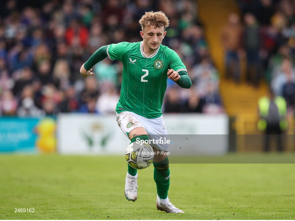 26 March 2023; Sam Curtis of Republic of Ireland during the Under-21 international friendly match between Republic of Ireland and Iceland at Turner's Cross in Cork. Photo by Michael P Ryan/Sportsfile