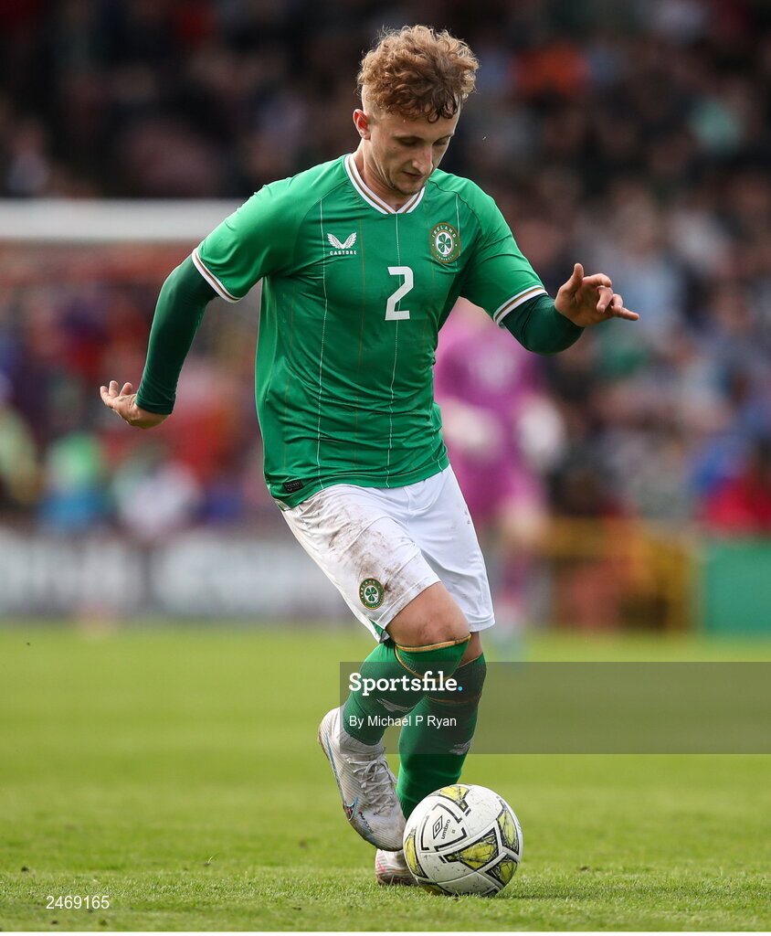 26 March 2023; Sam Curtis of Republic of Ireland during the Under-21 international friendly match between Republic of Ireland and Iceland at Turner's Cross in Cork. Photo by Michael P Ryan/Sportsfile