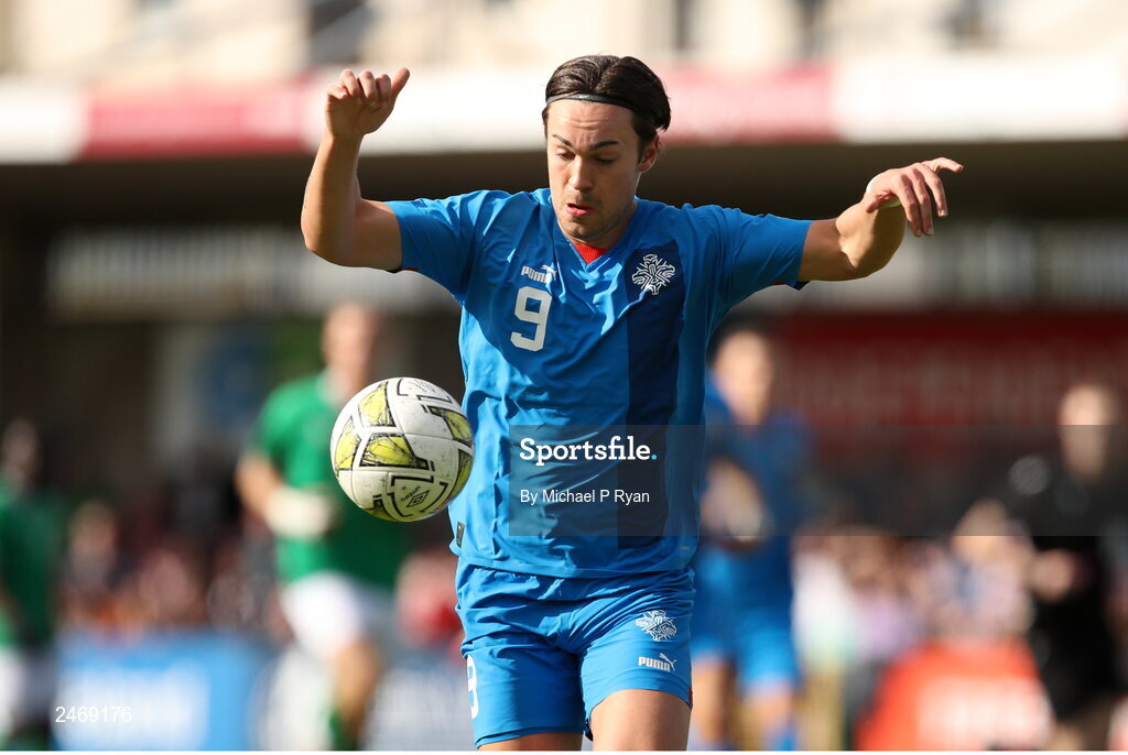 26 March 2023; Eythor Aron Wohler of Iceland during the Under-21 international friendly match between Republic of Ireland and Iceland at Turner's Cross in Cork. Photo by Michael P Ryan/Sportsfile