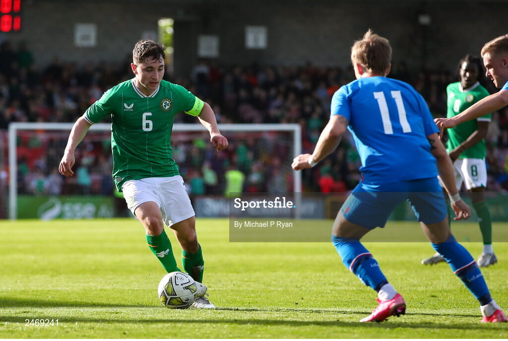 26 March 2023; Joe Hodge of Republic of Ireland during the Under-21 international friendly match between Republic of Ireland and Iceland at Turner's Cross in Cork. Photo by Michael P Ryan/Sportsfile