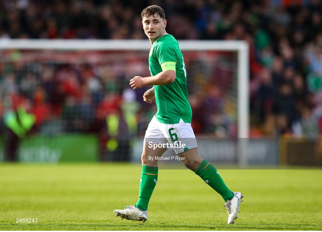 26 March 2023; Joe Hodge of Republic of Ireland during the Under-21 international friendly match between Republic of Ireland and Iceland at Turner's Cross in Cork. Photo by Michael P Ryan/Sportsfile