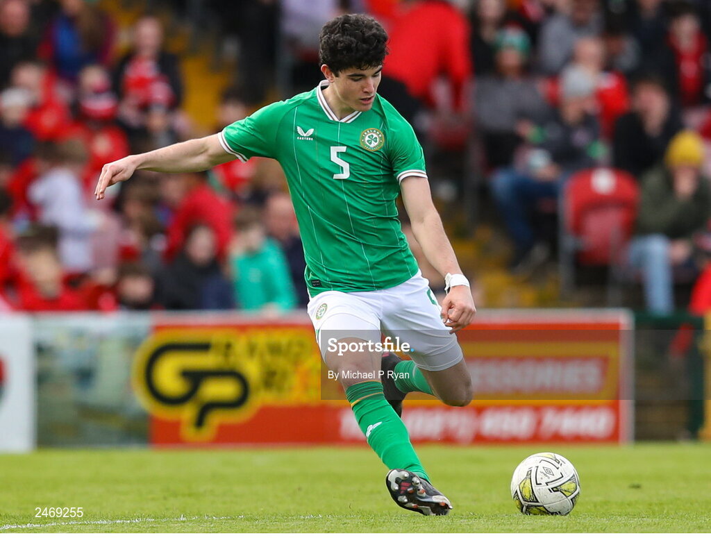 26 March 2023; Anselmo Garcia MacNulty of Republic of Ireland during the Under-21 international friendly match between Republic of Ireland and Iceland at Turner's Cross in Cork. Photo by Michael P Ryan/Sportsfile