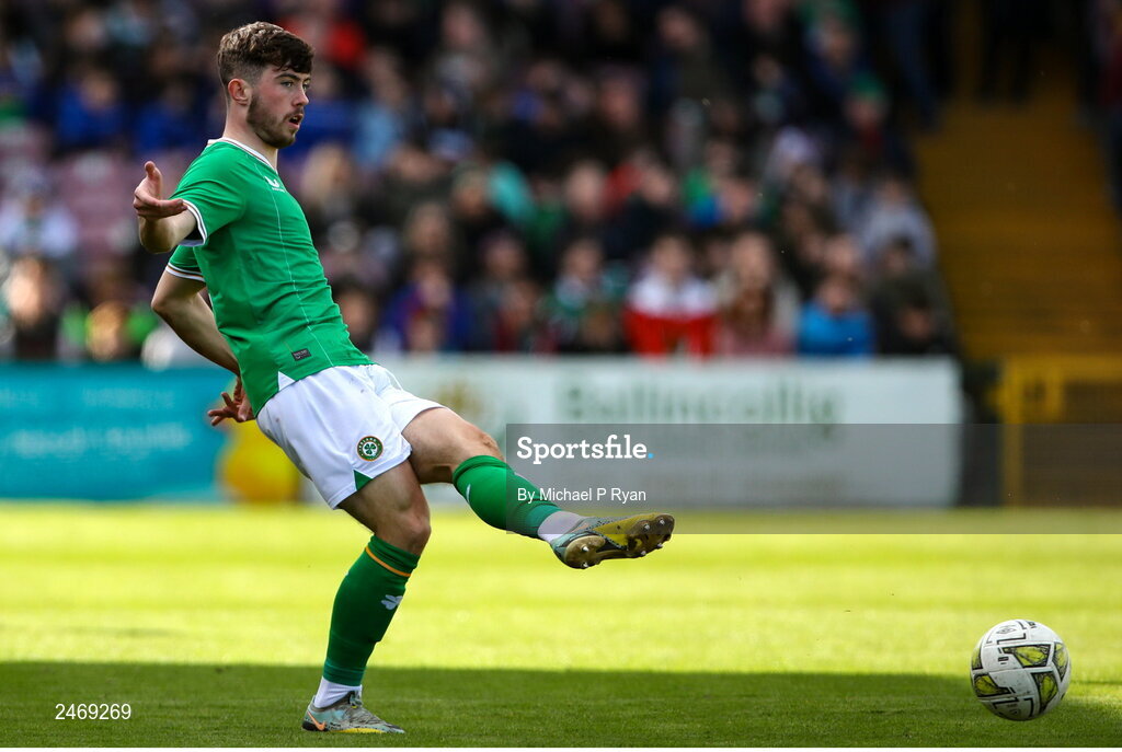 26 March 2023; Sean Roughan of Republic of Ireland during the Under-21 international friendly match between Republic of Ireland and Iceland at Turner's Cross in Cork. Photo by Michael P Ryan/Sportsfile
