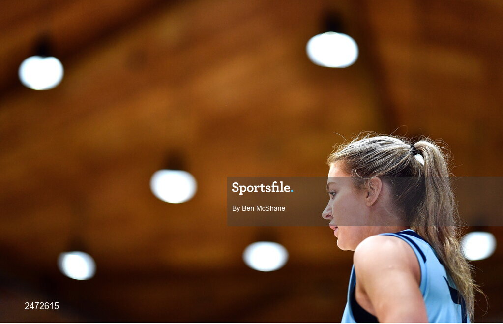 1 April 2023; Ciara Byrne of DCU Mercy during the MissQuote.ie Champions Trophy Final match between The Address UCC Glanmire, Cork and DCU Mercy, Dublin at National Basketball Arena in Tallaght, Dublin. Photo by Ben McShane/Sportsfile