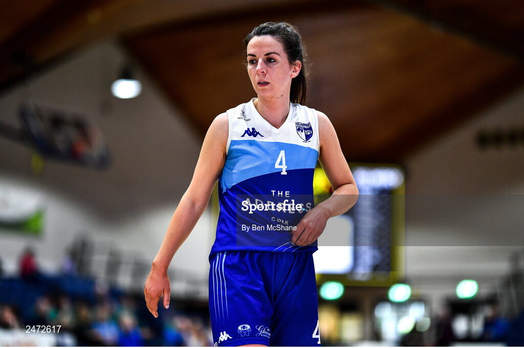 1 April 2023; Áine McKenna of The Address UCC Glanmire during the MissQuote.ie Champions Trophy Final match between The Address UCC Glanmire, Cork and DCU Mercy, Dublin at National Basketball Arena in Tallaght, Dublin. Photo by Ben McShane/Sportsfile
